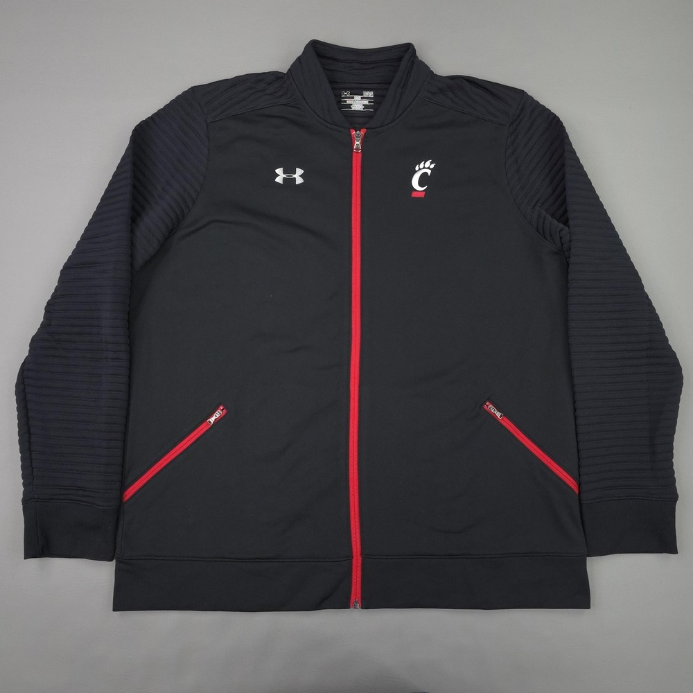 Cincinnati Bearcats Jacket Mens Large Black NCAA Under Armour Full Zip Logo